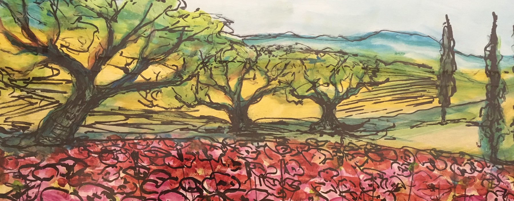 Mohnblumemlandschaft gemalt